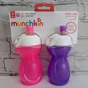 'MUNCHKIN' CLICK~LOCK BITE~PROOF SPILL PROOF LEAK PROOF 2-PACK SIPPY CUPS